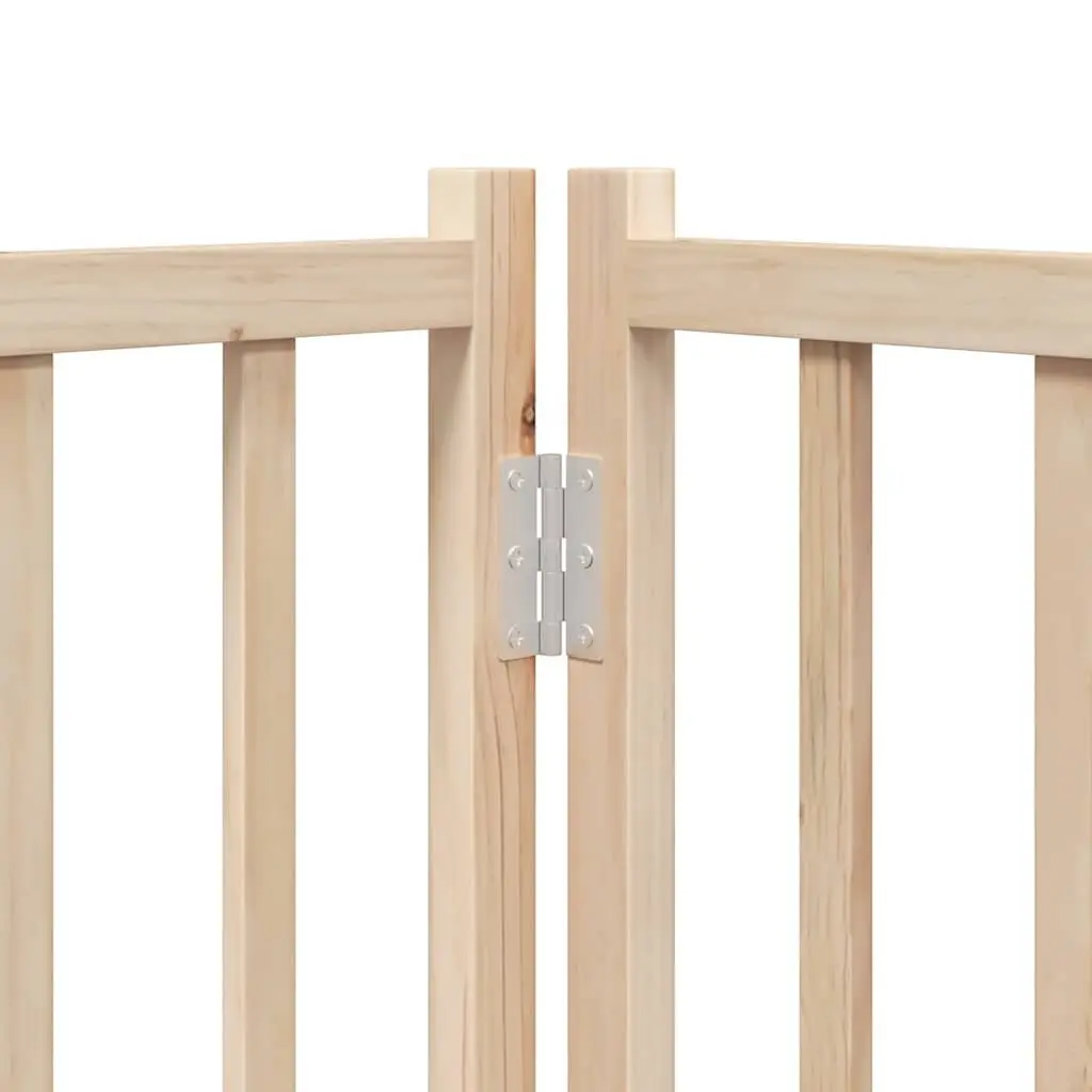 Dog Gate with Door Foldable 6 Panels 300 cm Solid Wood Pet Enclosure Barrier