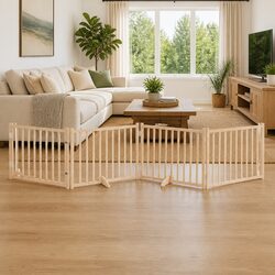 4-Panel Foldable Dog Gate - 320cm Solid Fir Wood