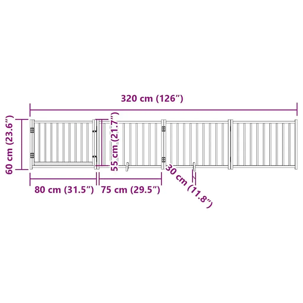 Dog Gate Foldable 4 Panels 320cm Solid Wood Fir Pet Safety Barrier Door Lock