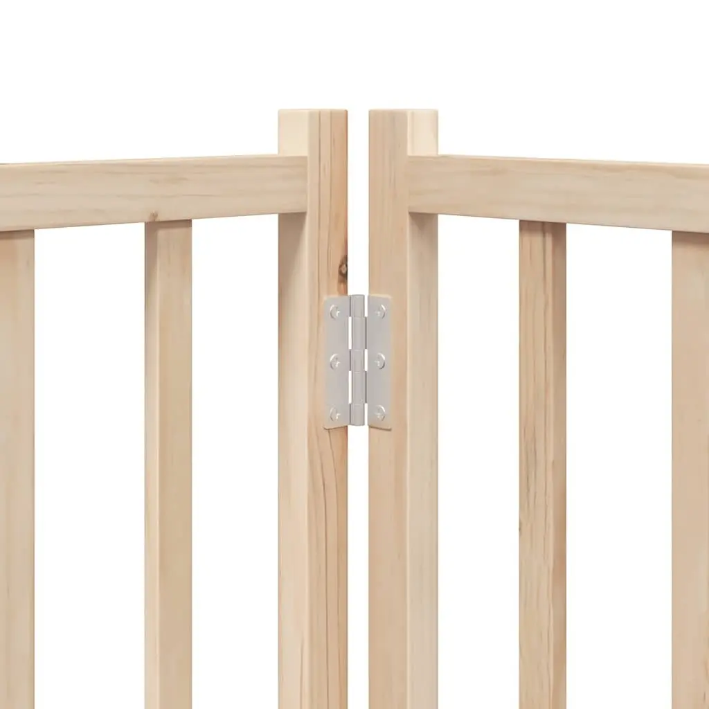Dog Gate Foldable 4 Panels with Door Solid Wood Pet Safety Barrier Playpen