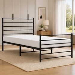 King Single Metal Bed Frame 107x203 cm Black - Specs Inside
