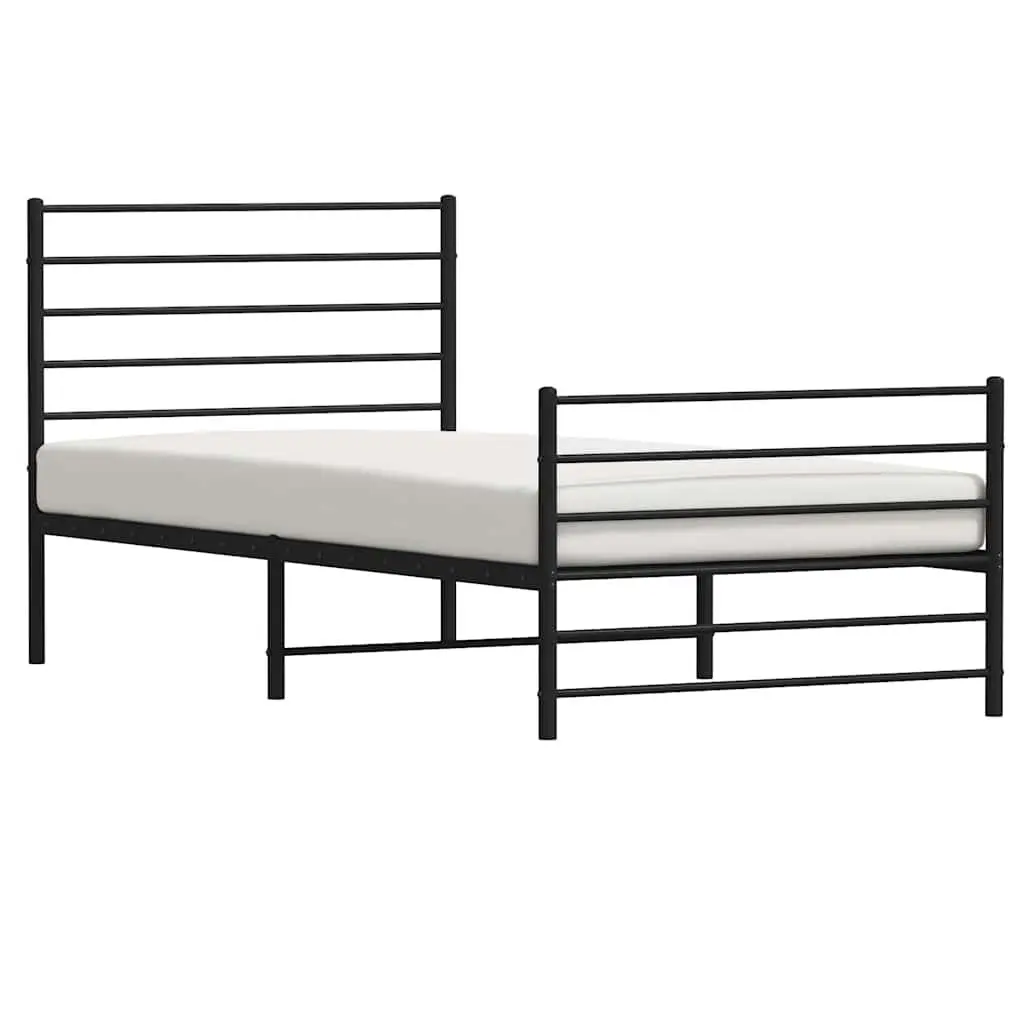 Metal Bed Frame King Single 107x203 cm Black Footboard Bedroom Furniture