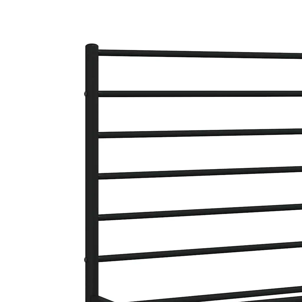 Metal Bed Frame 135x190 cm with Footboard Headboard Slatted Base Black
