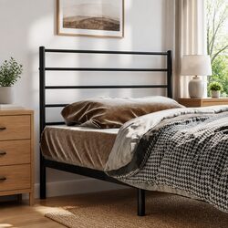 Black Metal Headboard 107cm - Powder-Coated Steel