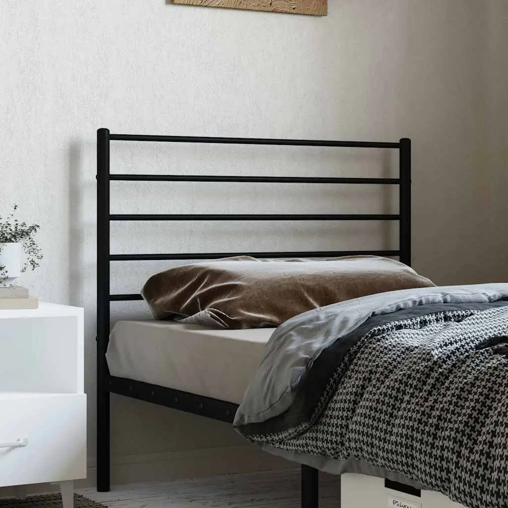 Metal Headboard Bedroom 107cm Black Powder-Coated Steel Support