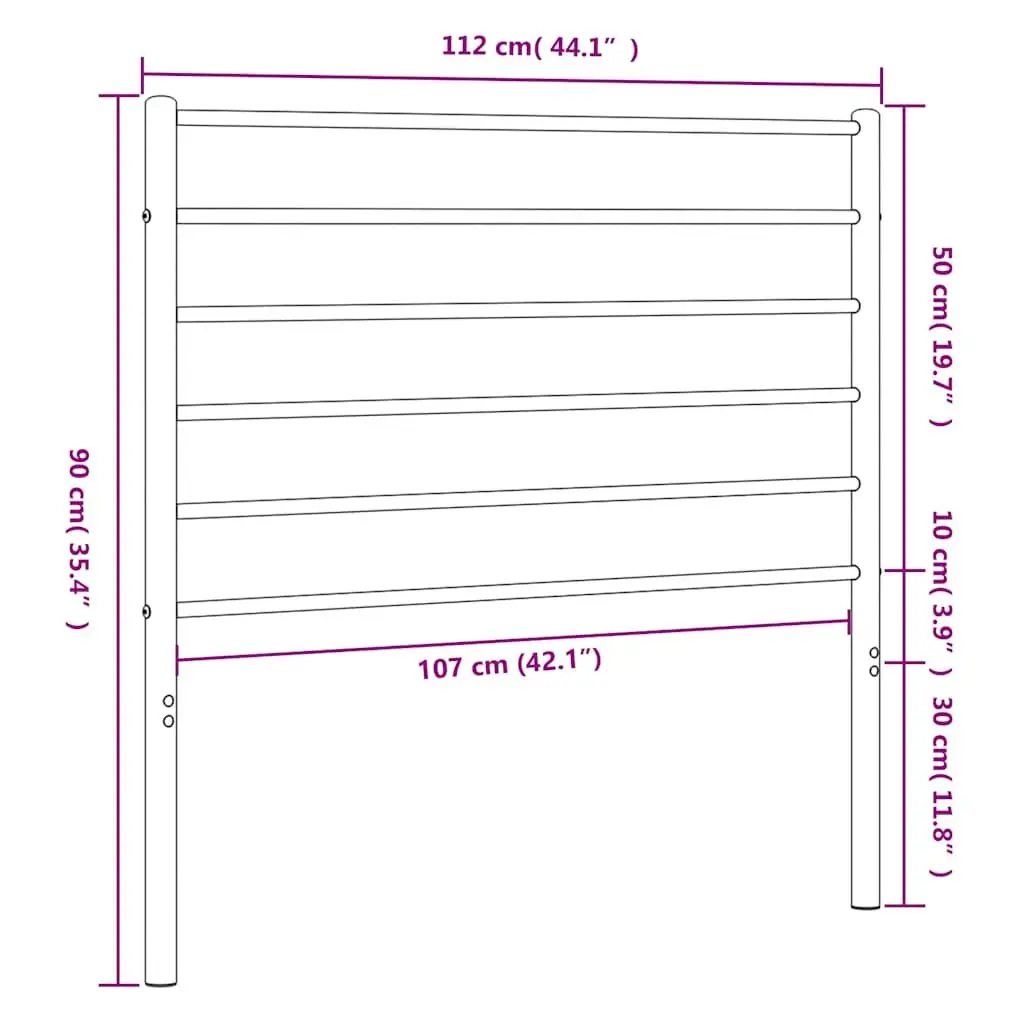 Metal Headboard Bedroom 107cm Black Powder-Coated Steel Support