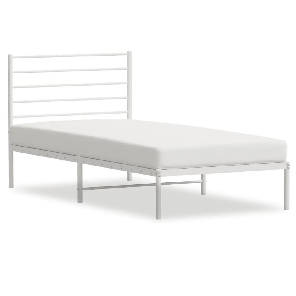 Metal Bed Frame King Single 107x203cm Bedroom Furniture Headboard White