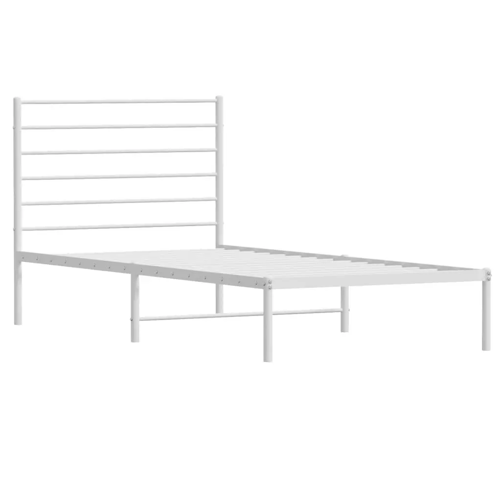 Metal Bed Frame King Single 107x203cm Bedroom Furniture Headboard White