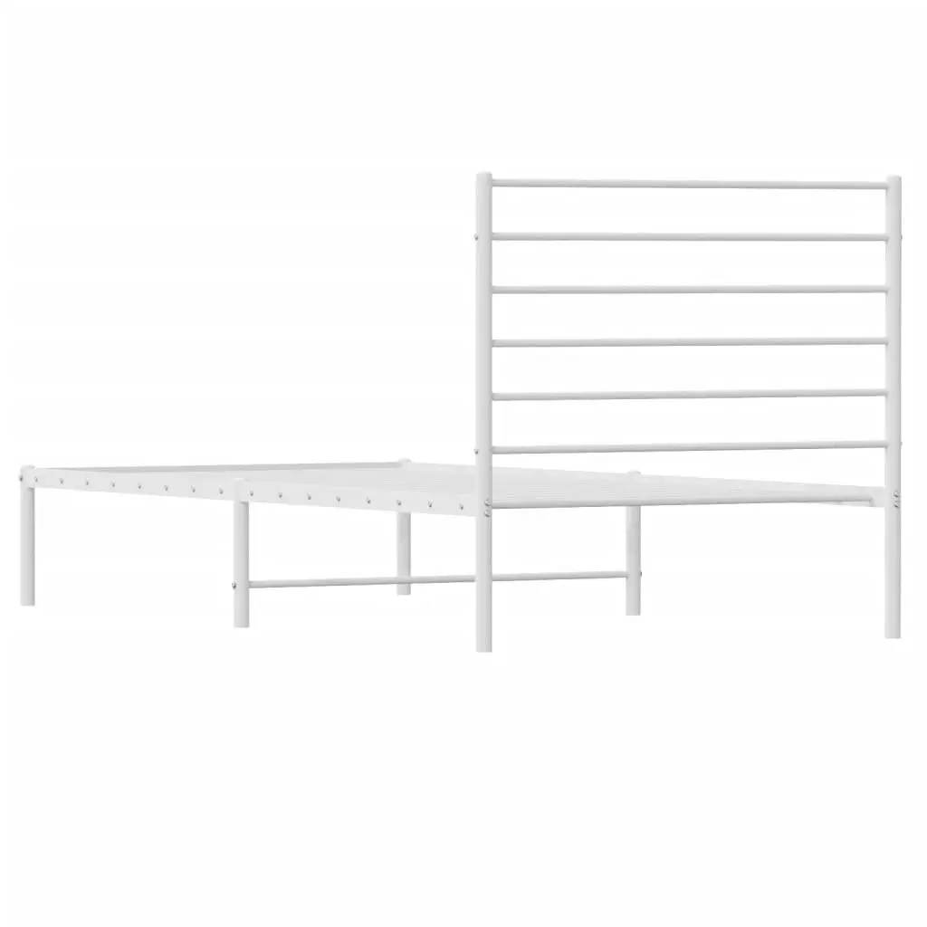 Metal Bed Frame King Single 107x203cm Bedroom Furniture Headboard White