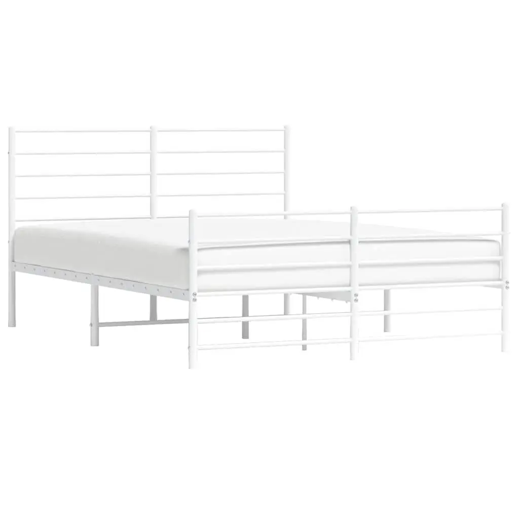 Metal Bed Frame Bedroom 150x200 cm White Steel