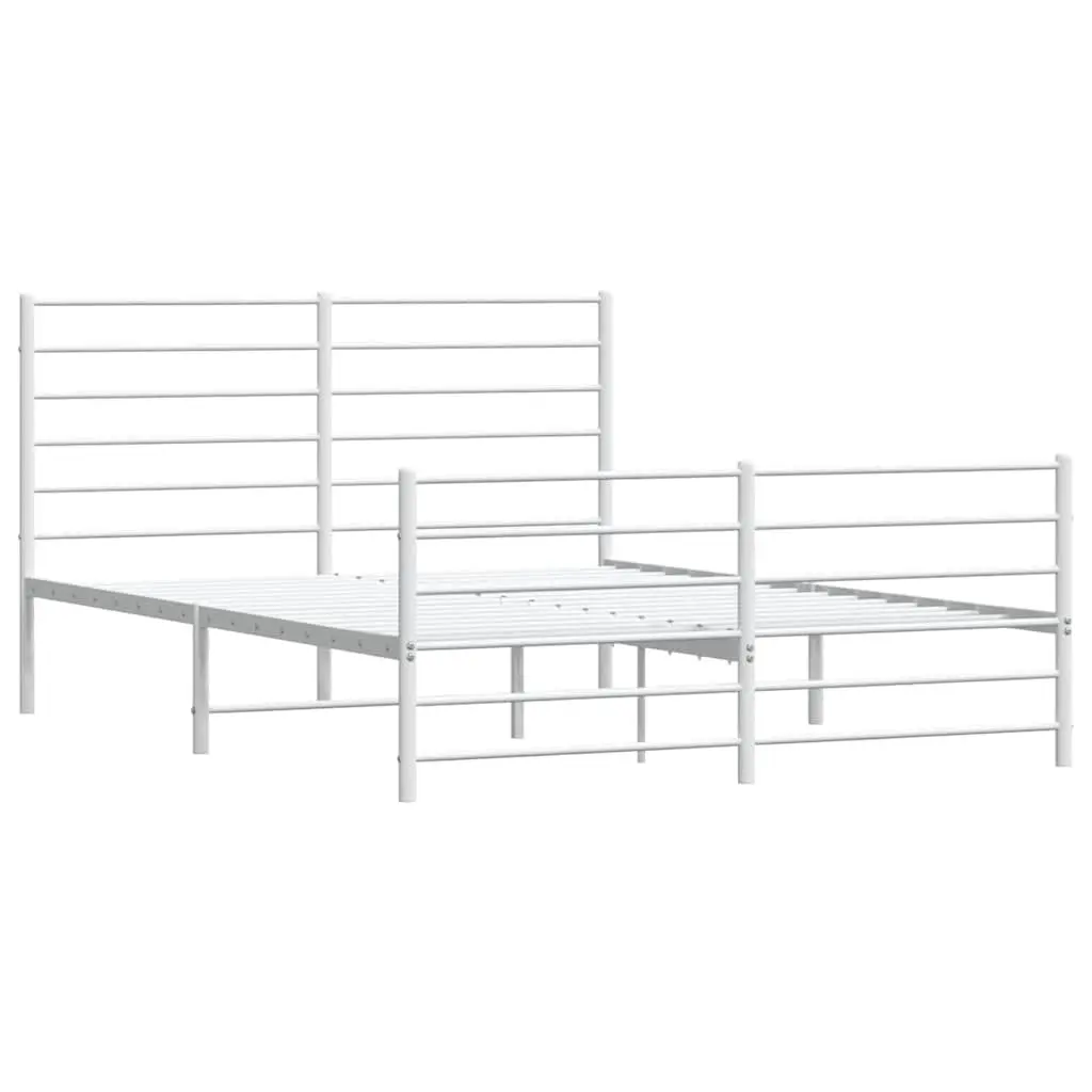 Metal Bed Frame Bedroom 150x200 cm White Steel