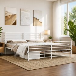 King Size Metal Bed Frame Specifications: 183x203 cm, White