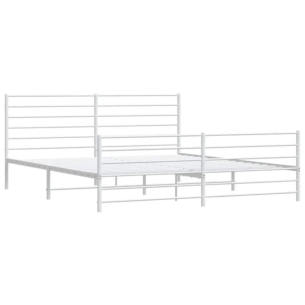 Metal Bed Frame King Size Bedroom 183x203 cm White