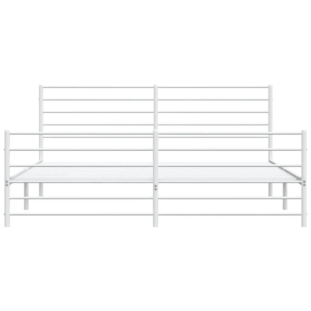 Metal Bed Frame King Size Bedroom 183x203 cm White