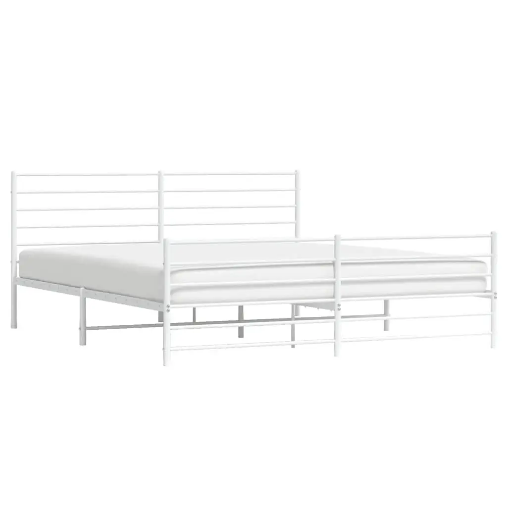 Metal Bed Frame King Size Bedroom 183x203 cm White