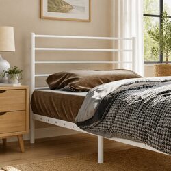 107cm White Metal Headboard Made of Powder-Coated Steel