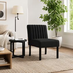 Dimensions and Details of Black Velvet Slipper Chair