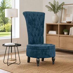 Specifications for High Back Arm Chair in Blue Velvet