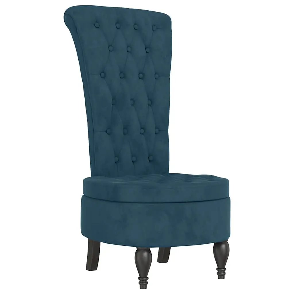 High Back Arm Chair in Blue Velvet