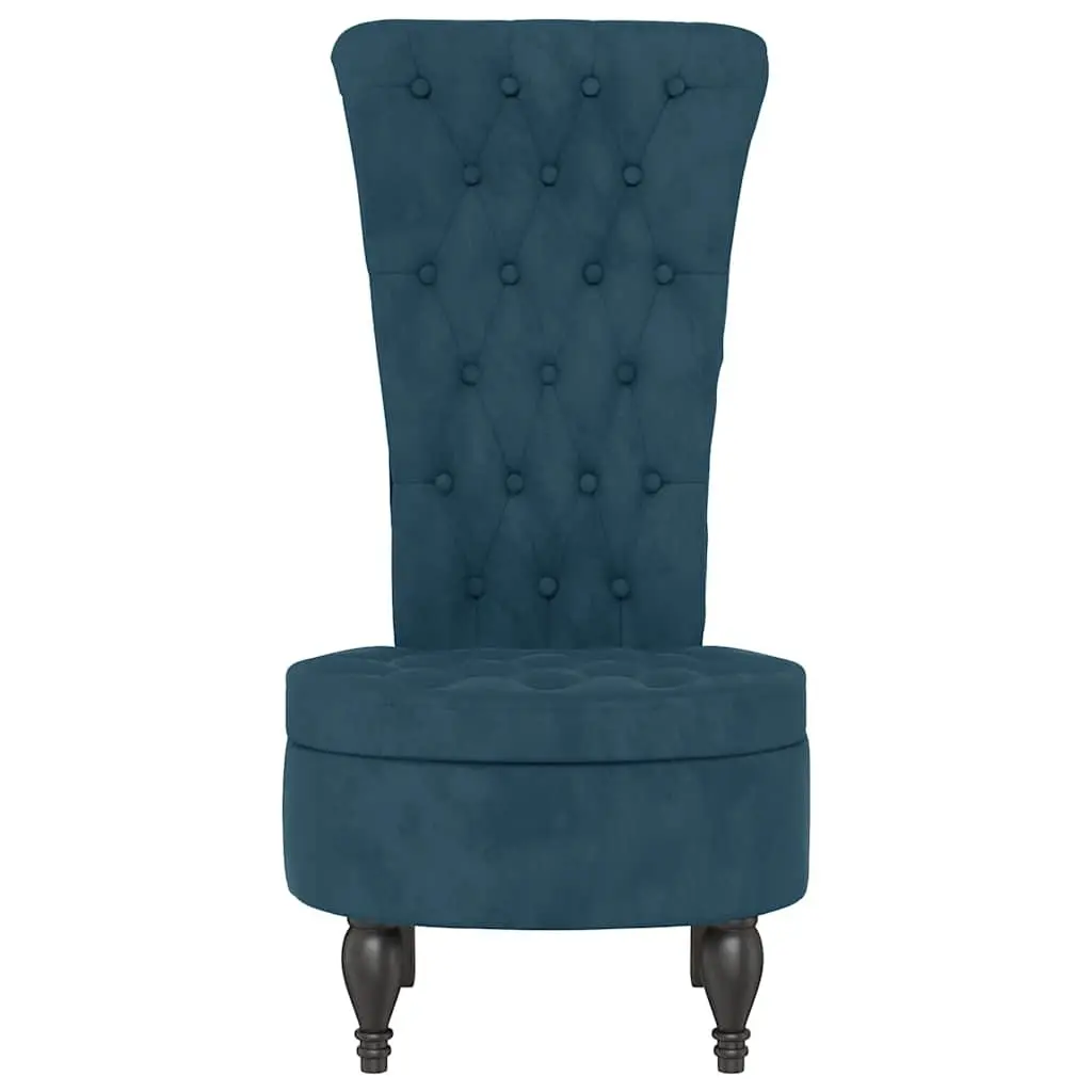 High Back Arm Chair in Blue Velvet