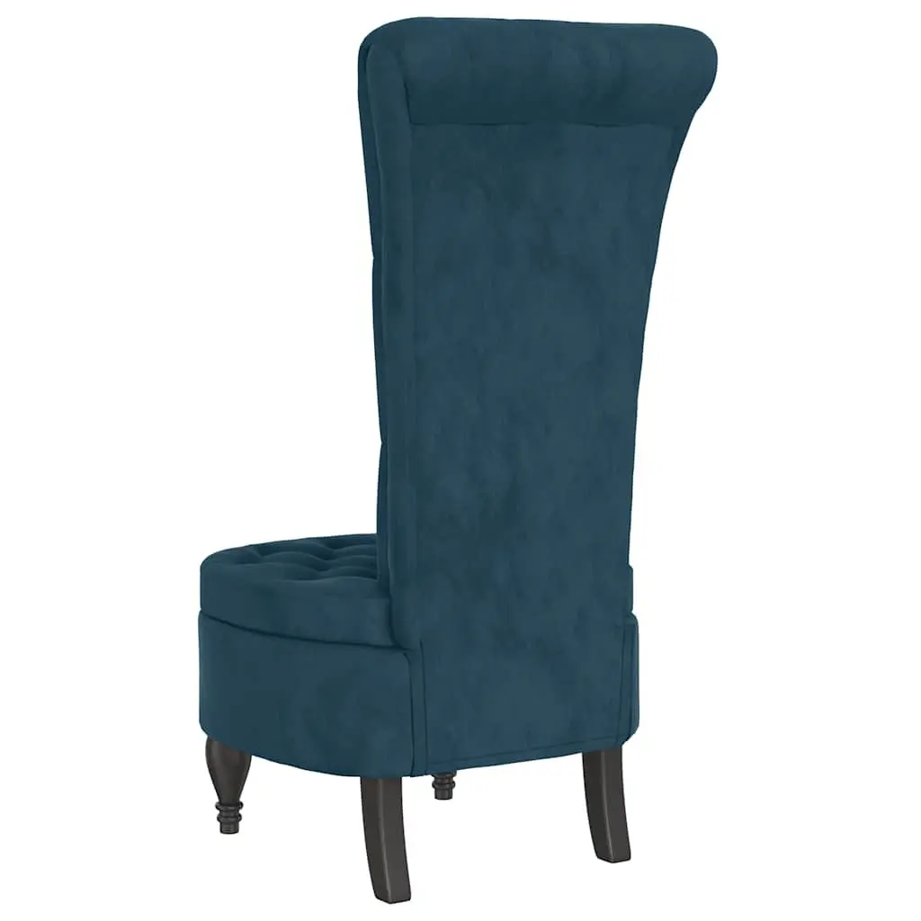 High Back Arm Chair in Blue Velvet