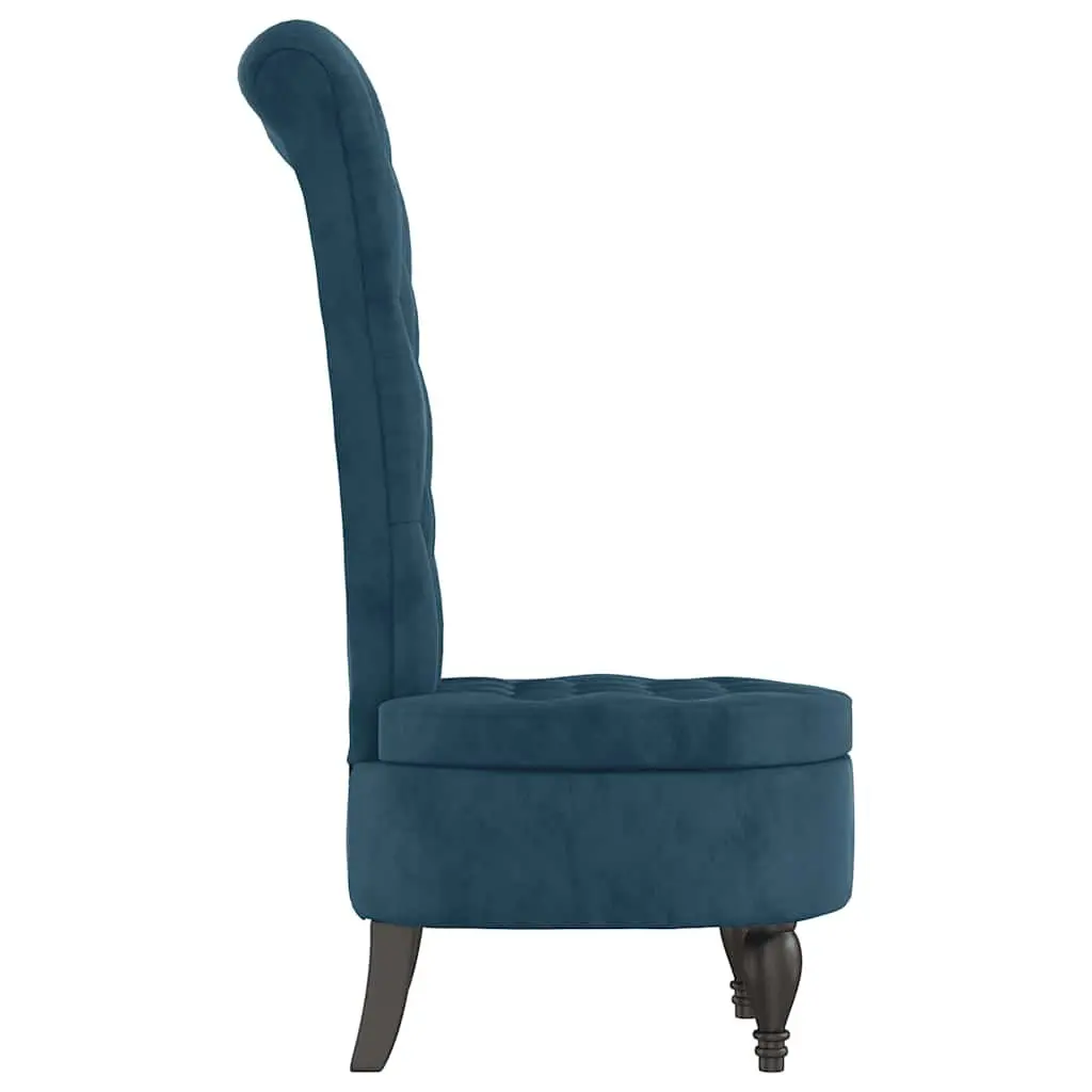 High Back Arm Chair in Blue Velvet