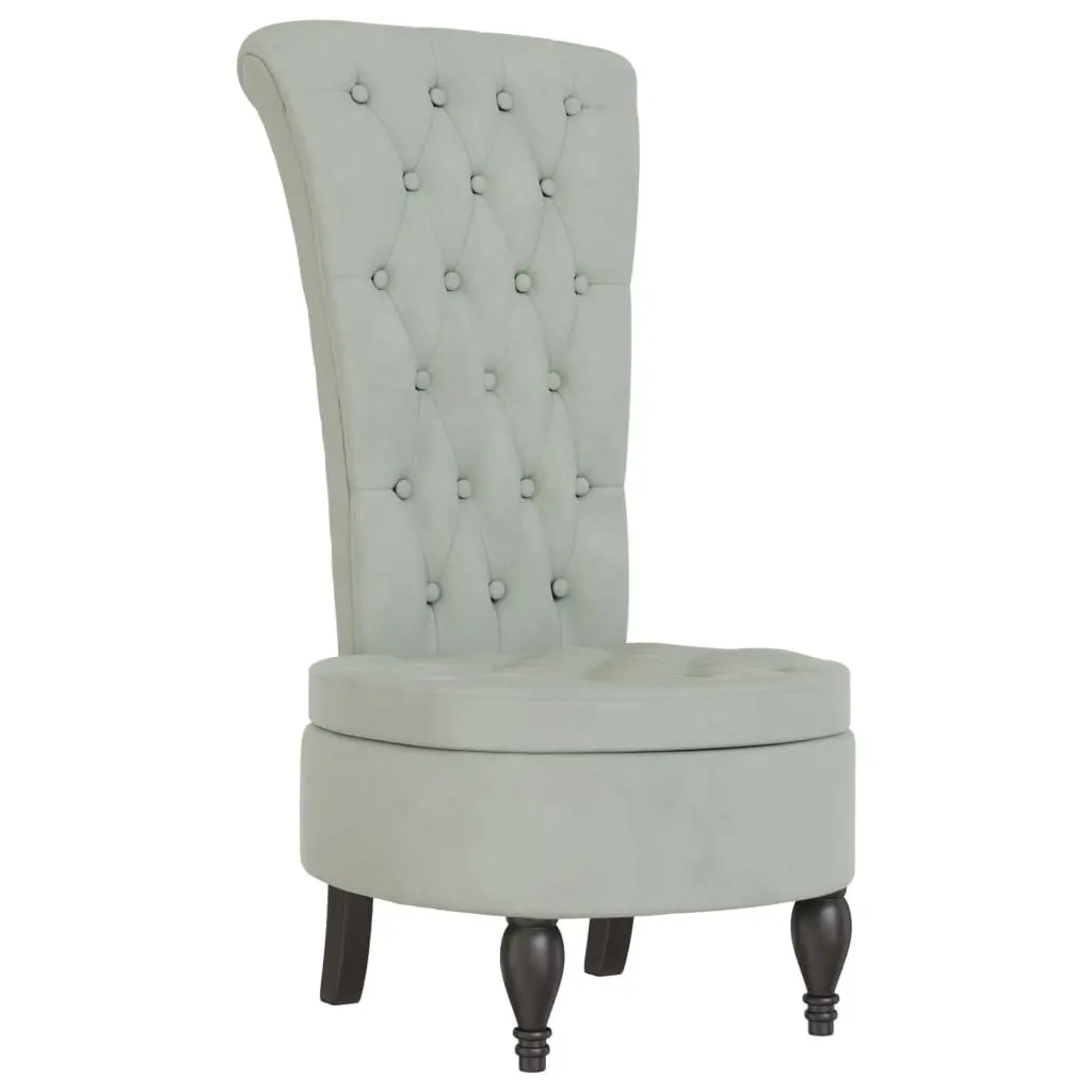 High Back Armchair Living Room Light Grey Velvet