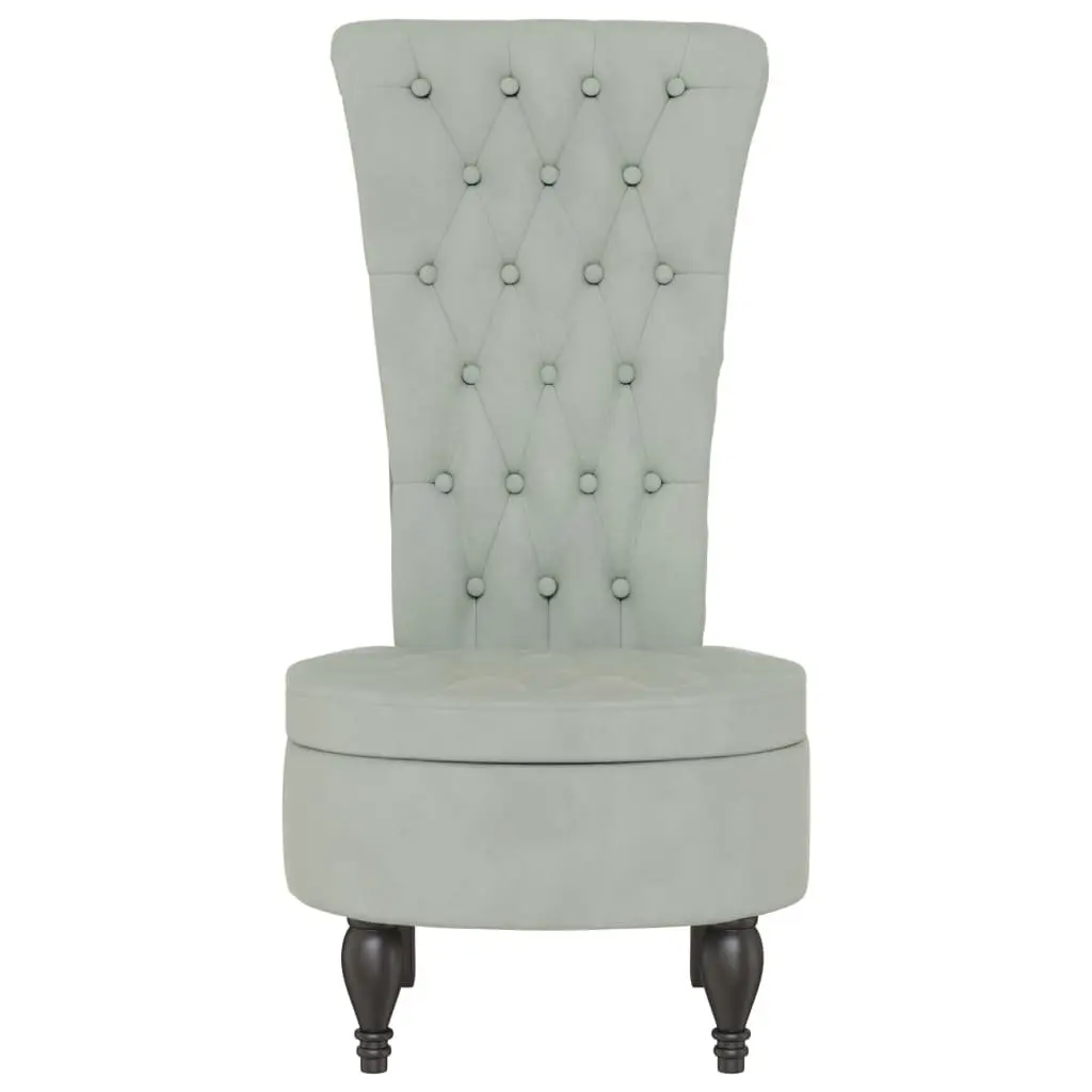 High Back Armchair Living Room Light Grey Velvet