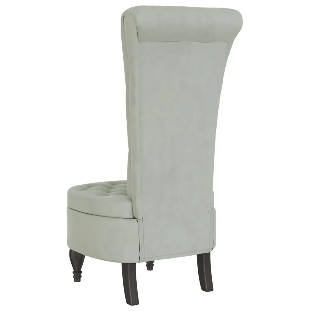 High Back Armchair Living Room Light Grey Velvet