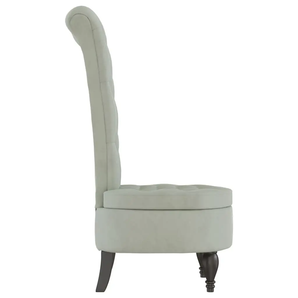 High Back Armchair Living Room Light Grey Velvet