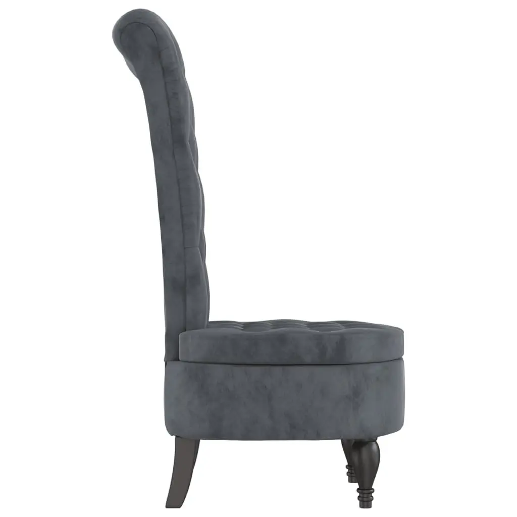 High Back Accent Chair Dark Grey Velvet Button Design Modern Living Room