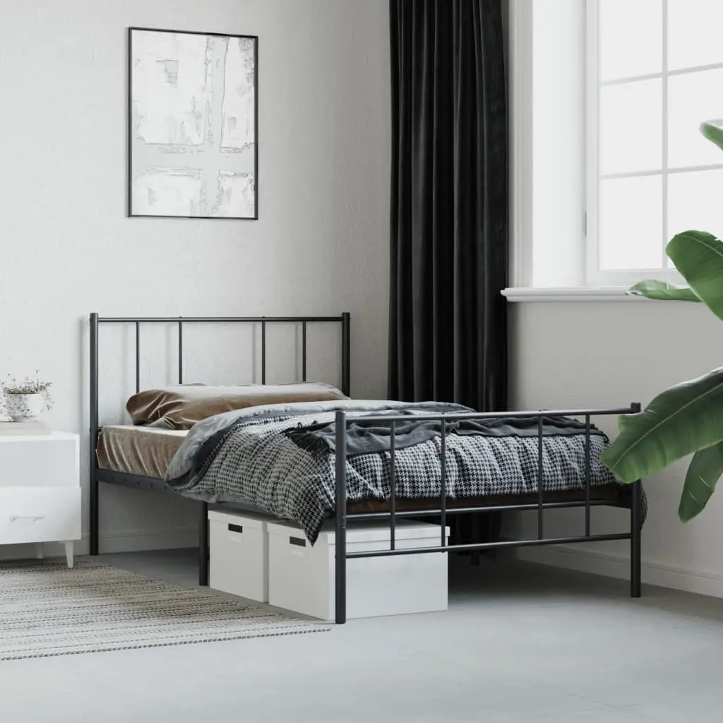 Black Steel King Single Bed Frame 107x203cm