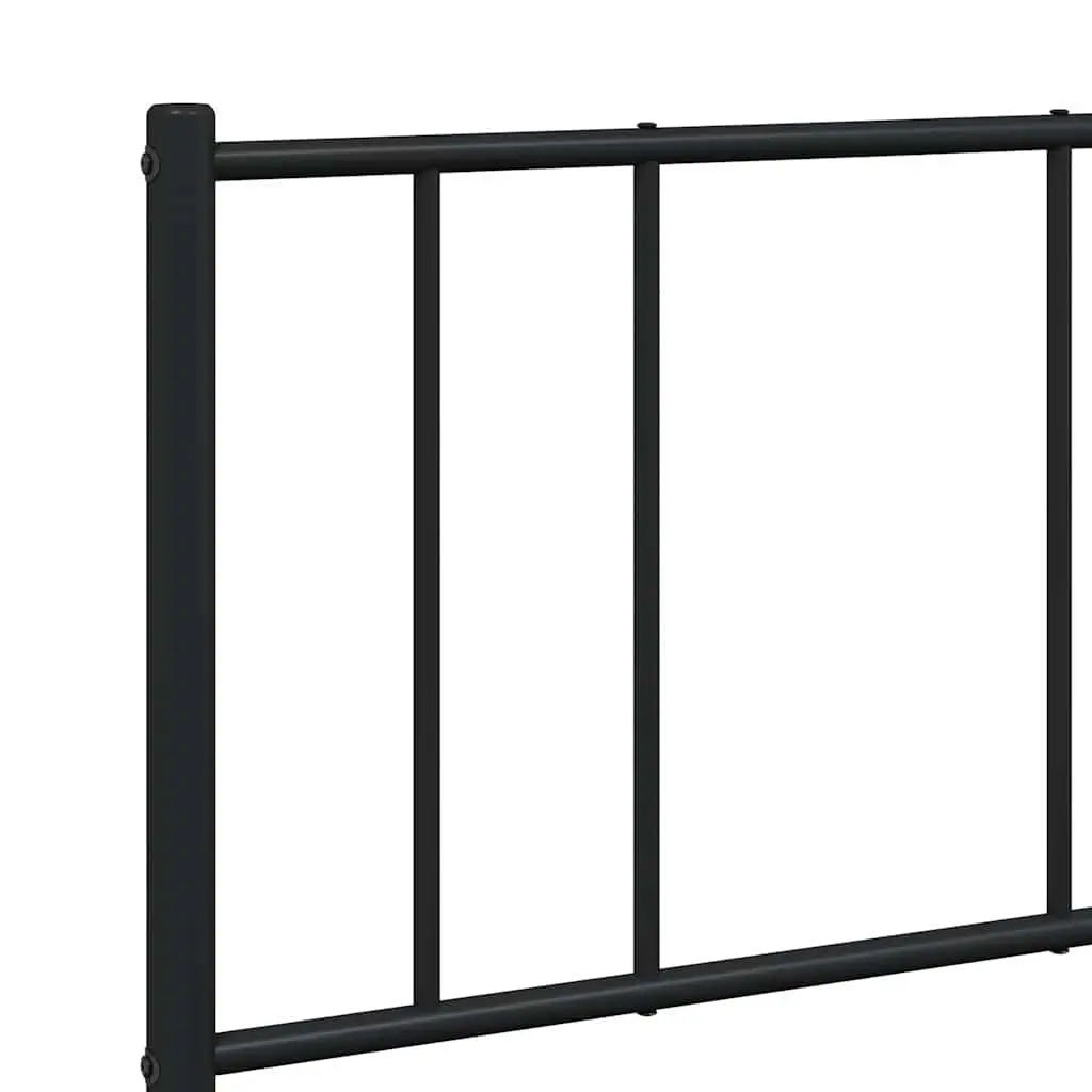 Metal Bed Frame 135x190 cm with Footboard Slatted Base Black Bedroom Furniture