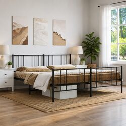 King Size Metal Bed Frame 183x203cm in Black