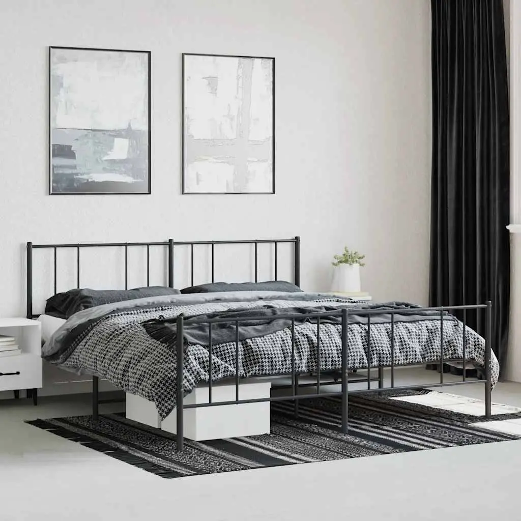 King Size Metal Bed Frame 183x203cm in Black