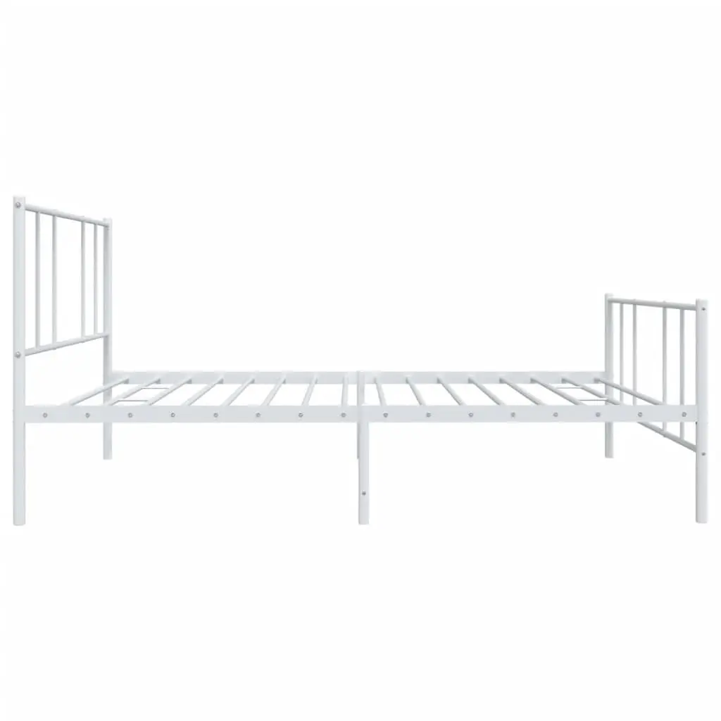 Metal Bed Frame King Single Bedroom 107x203 cm White Slatted Base Footboard