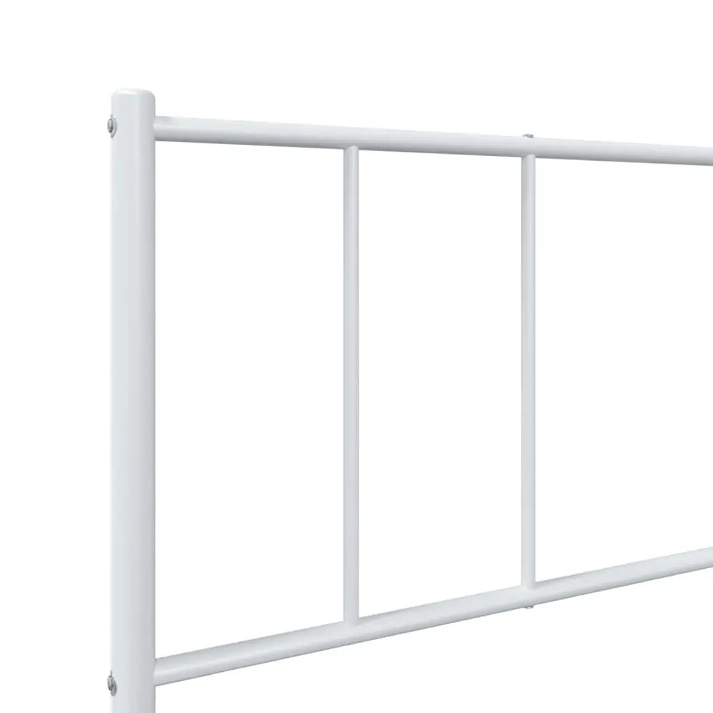 Metal Bed Frame King Single Bedroom 107x203 cm White Slatted Base Footboard