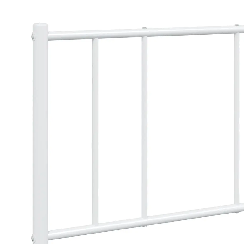 Metal Bed Frame White Footboard Bedroom Furniture 135x190cm Slatted Base Support