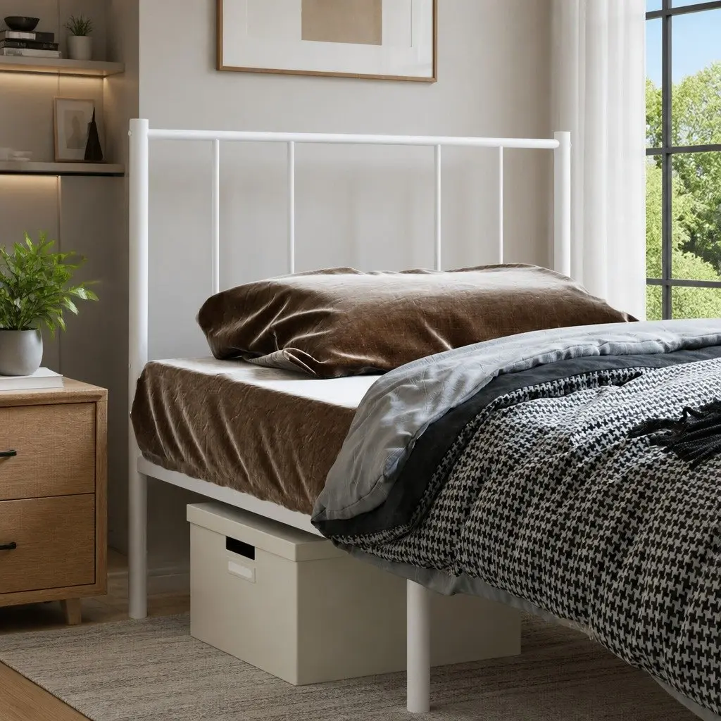 Metal Headboard for Bedroom 107cm White Powder Coated Steel Frame