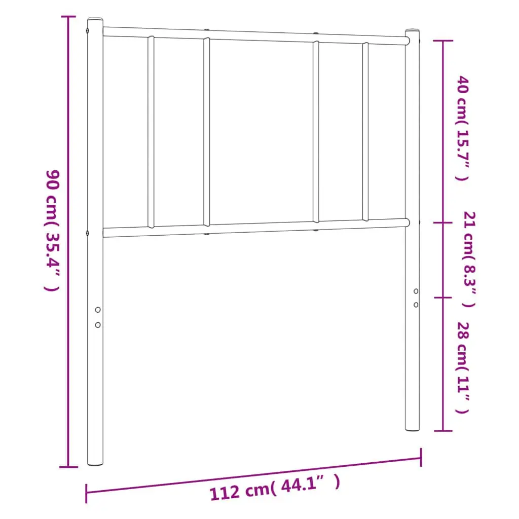 Metal Headboard for Bedroom 107cm White Powder Coated Steel Frame