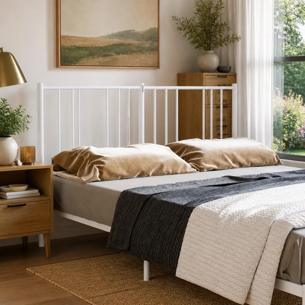 Metal Headboard White 135cm Bedroom Bed Frame