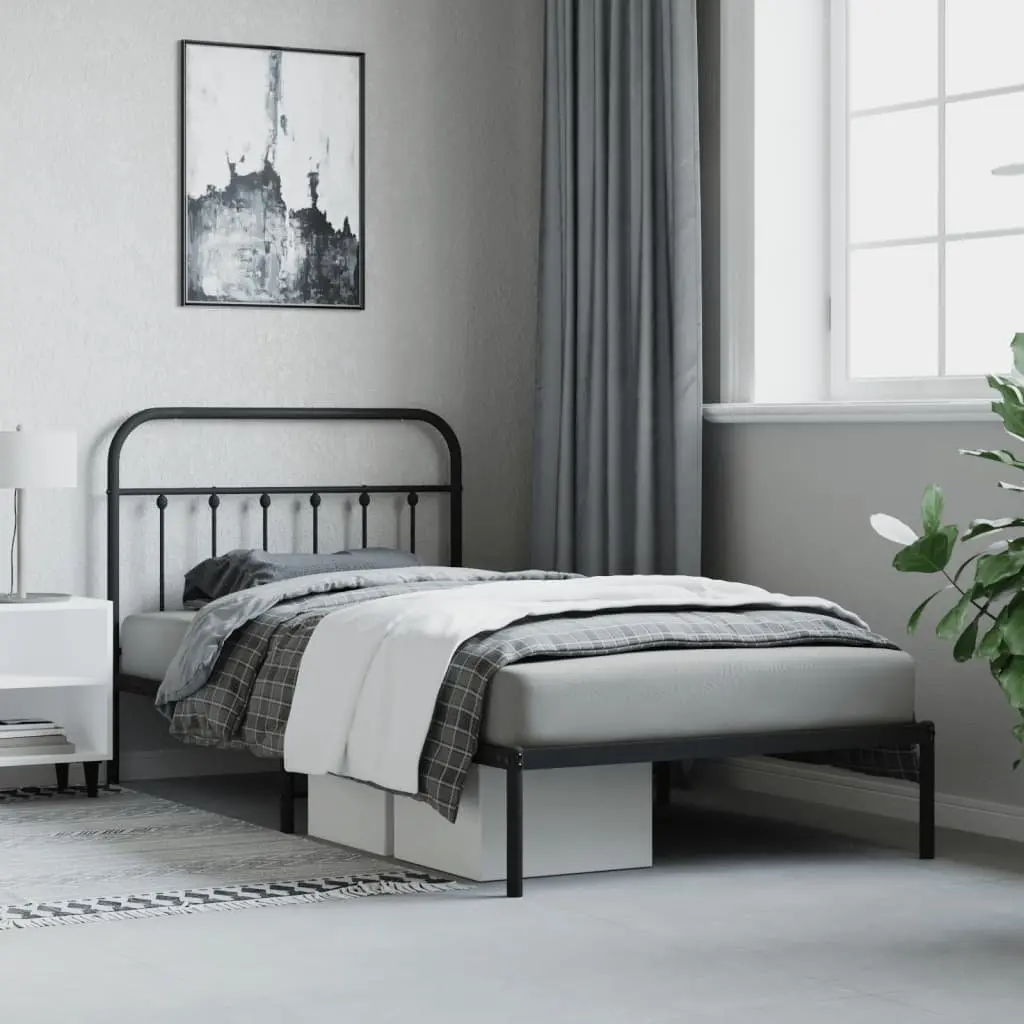 Metal Bed Frame Bedroom King Single 107x203cm Black Steel Platform