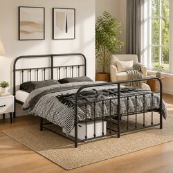 Specifications of Black Metal Bed Frame 135x190 cm