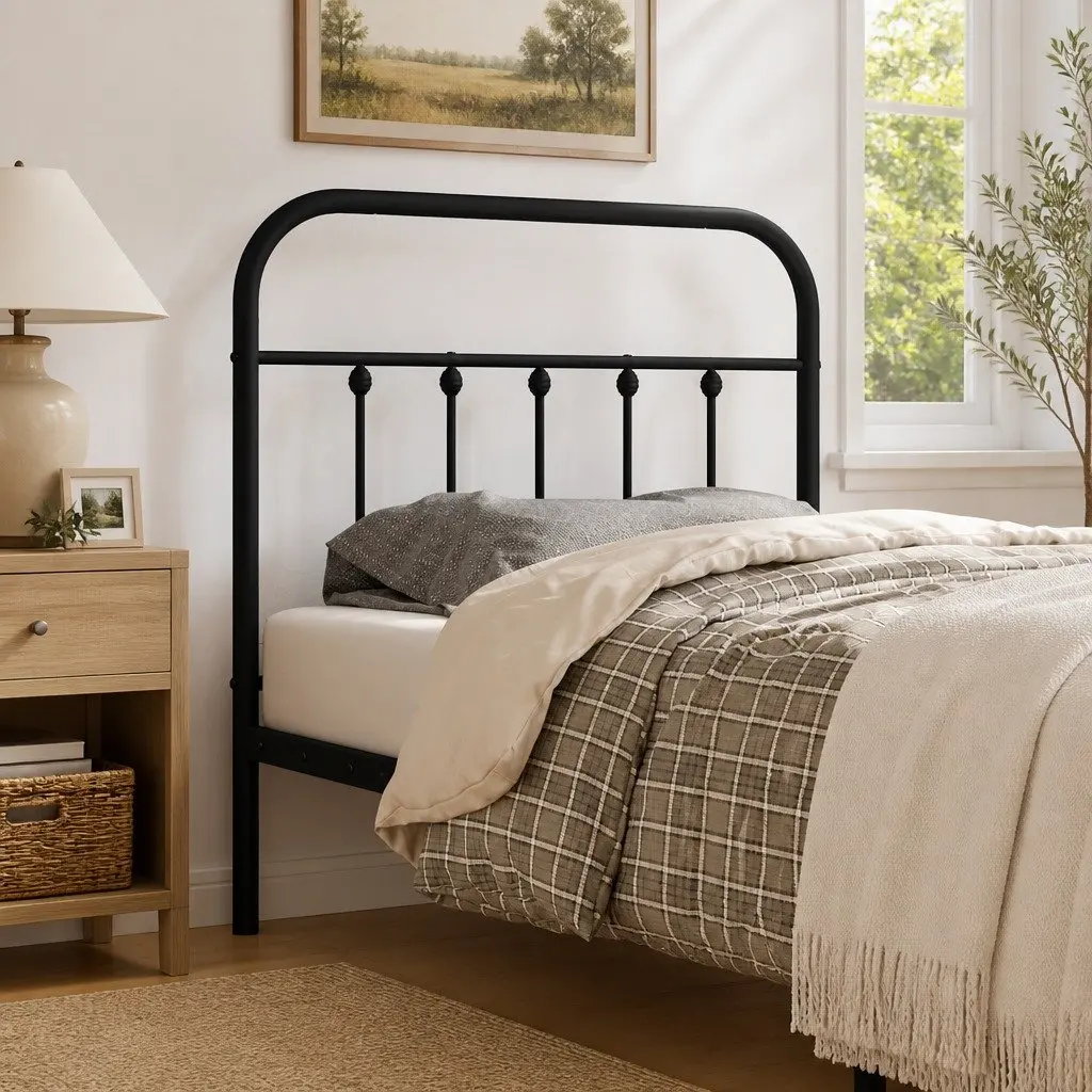 90cm Black Metal Headboard