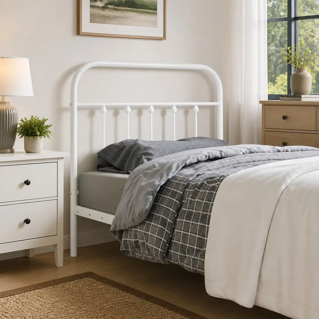 Metal Headboard White 90cm Bed Frame Head Board Bedroom Furniture Stylish Design