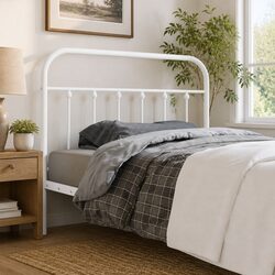 Metal Headboard White 107cm Bedroom Bed Frame Header Stylish Support