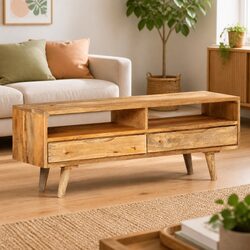 110x30x41 cm Retro TV Cabinet in Solid Mango Wood