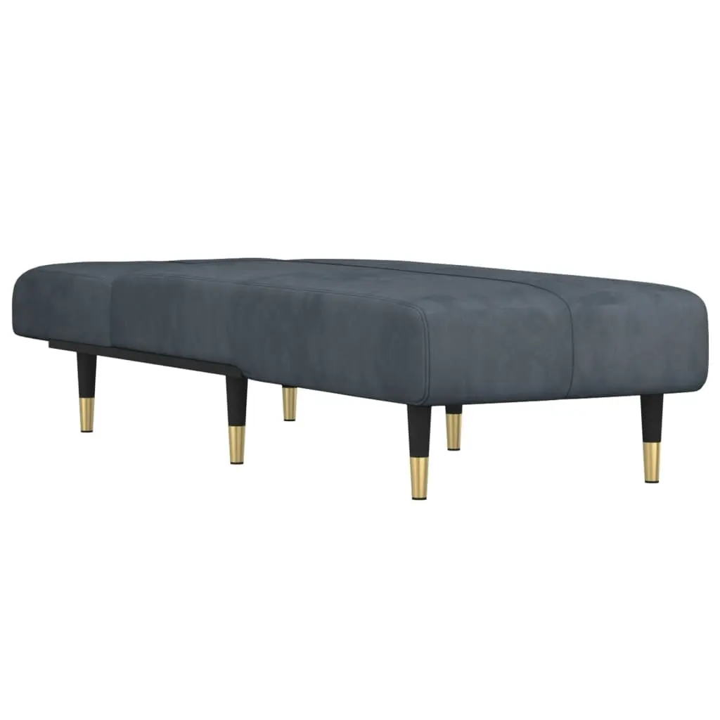 Chaise Longue Lounge Sofa for Living Room Grey Velvet Convertible 3 Position