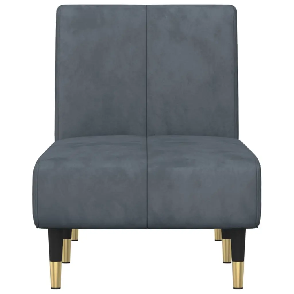 Chaise Longue Lounge Sofa for Living Room Grey Velvet Convertible 3 Position
