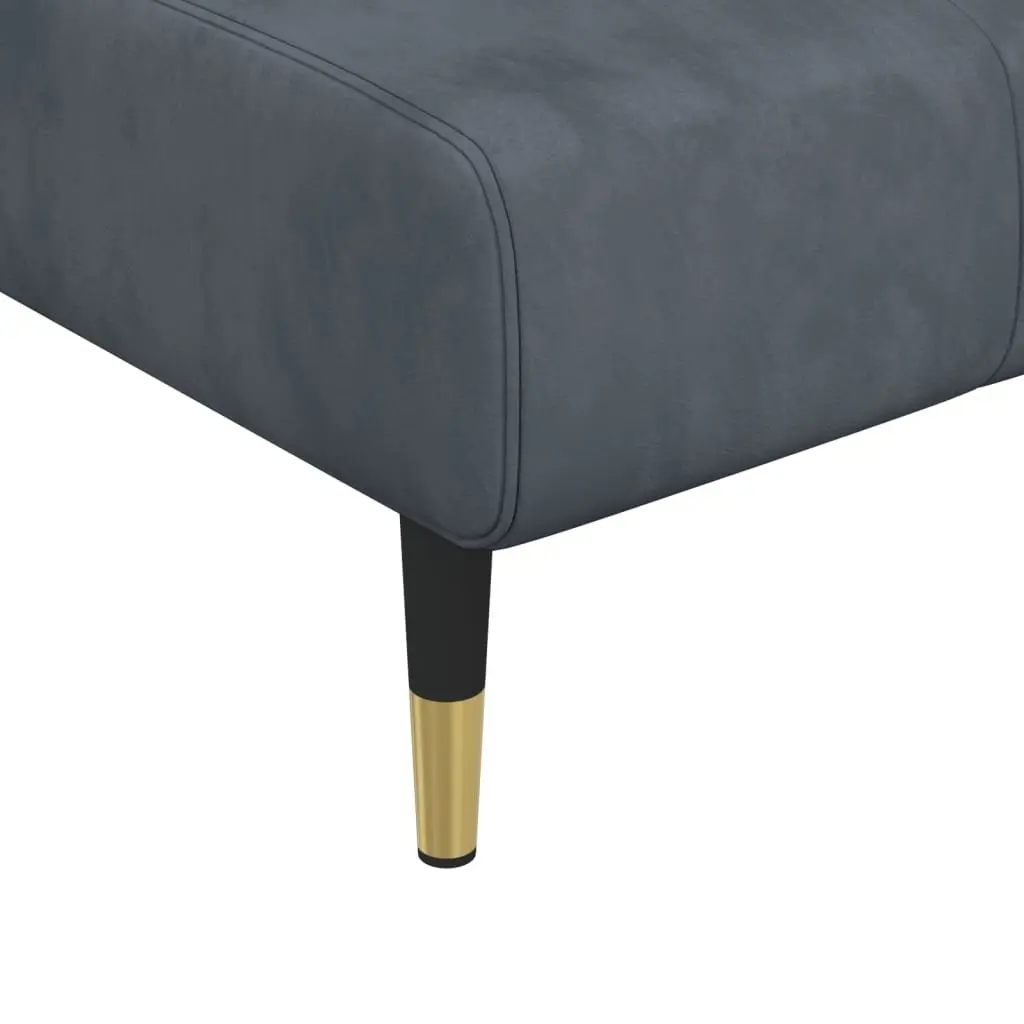 Chaise Longue Lounge Sofa for Living Room Grey Velvet Convertible 3 Position